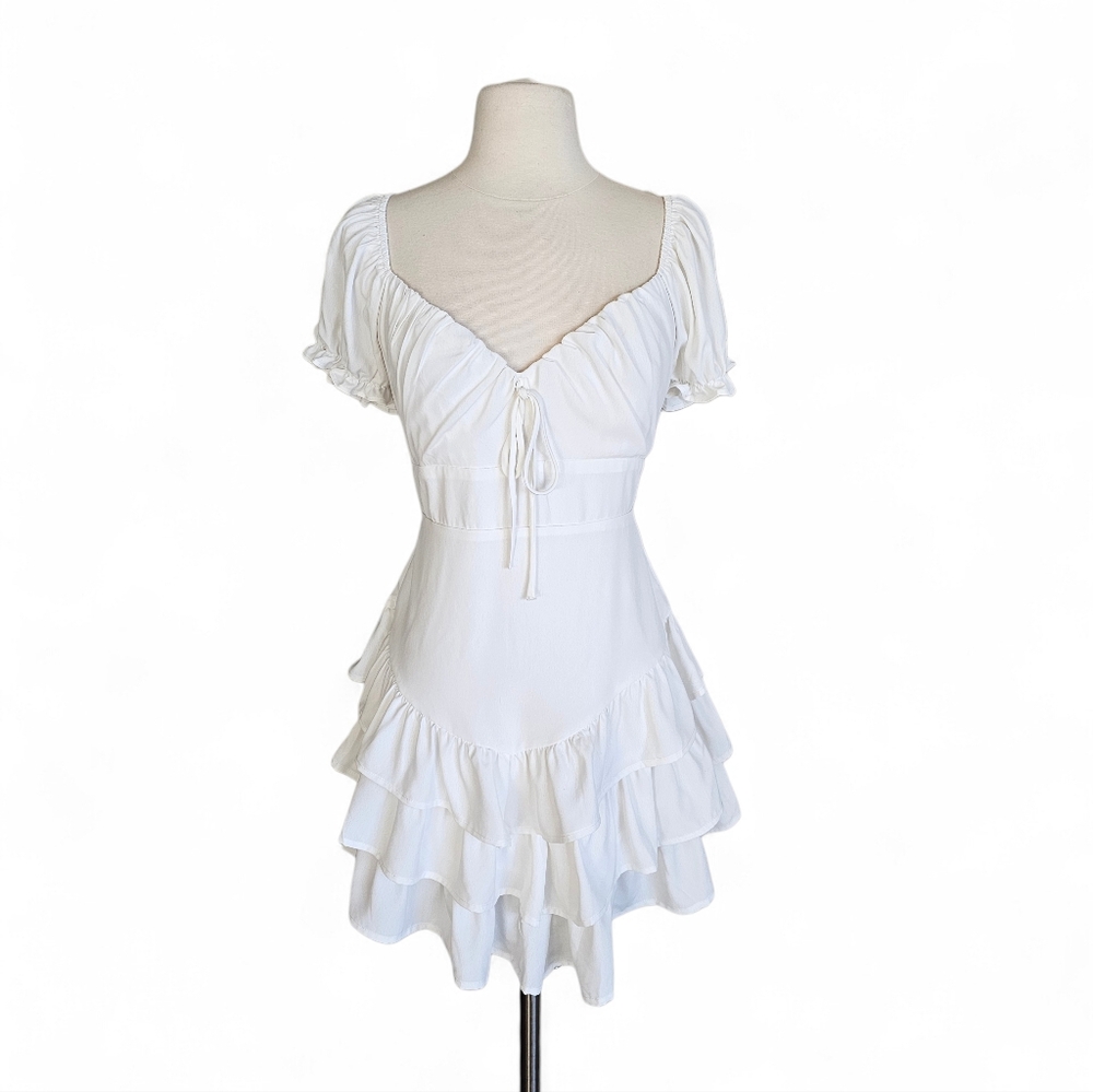 Mixed Threads White Ruffle Mini Dress Size (Juniors) Large NWT